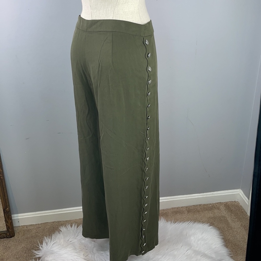 Zara Woman Studded Side Button Wide Leg Flow Pants